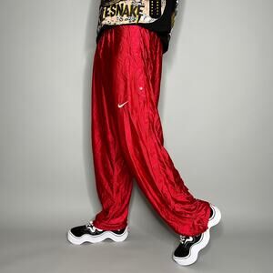 Vintage 90s Nike Breakaway Sweatpants Mens L Baggy Crimson Red Polyester Swoosh